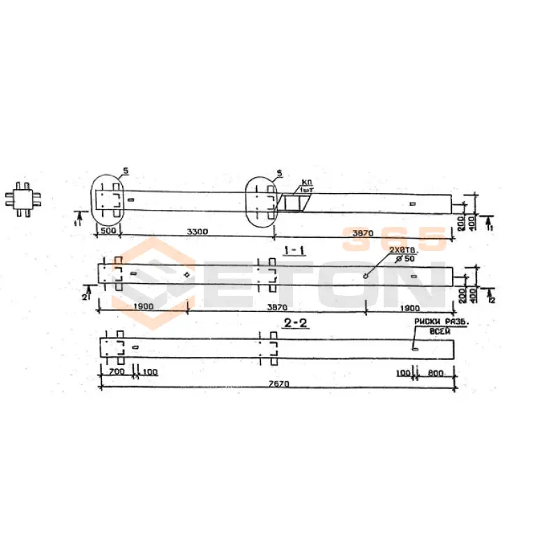 Колонны сечением 400х400 мм для зданий с высотами этажей 3,3 м Серия 1.020.1-2с/89 2КБ 33-77-7