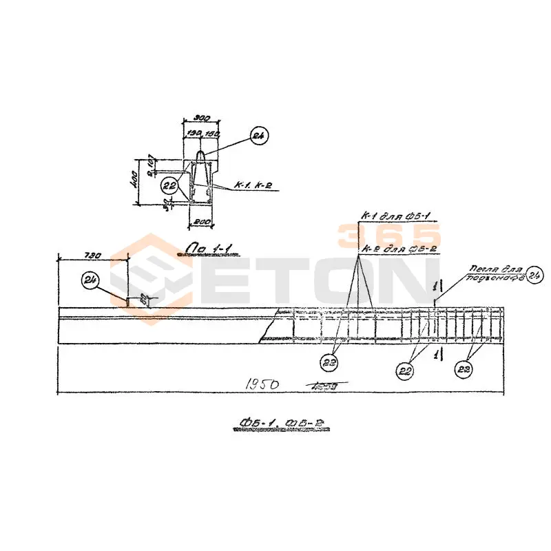 Балки фундаментные Серия КЭ 01-23 ФБ 2