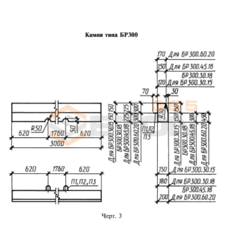 Камни прямые рядовые ГОСТ 6665-82 БР 300-30-15 (ГОСТ 6665-82)