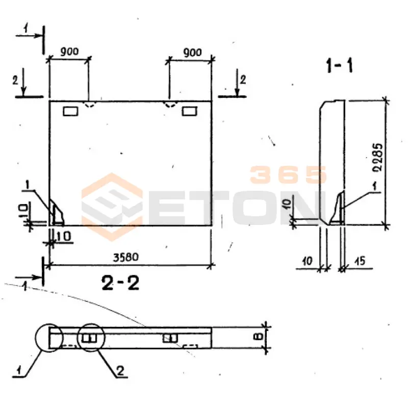 Панели стеновые цокольные серия 1.020-1/87 ( 1.020.1-7, 1.020-1/83, ИИ 04-1, 1.020.1-3пв ) ПСЦ 36-23-2,5 л пв