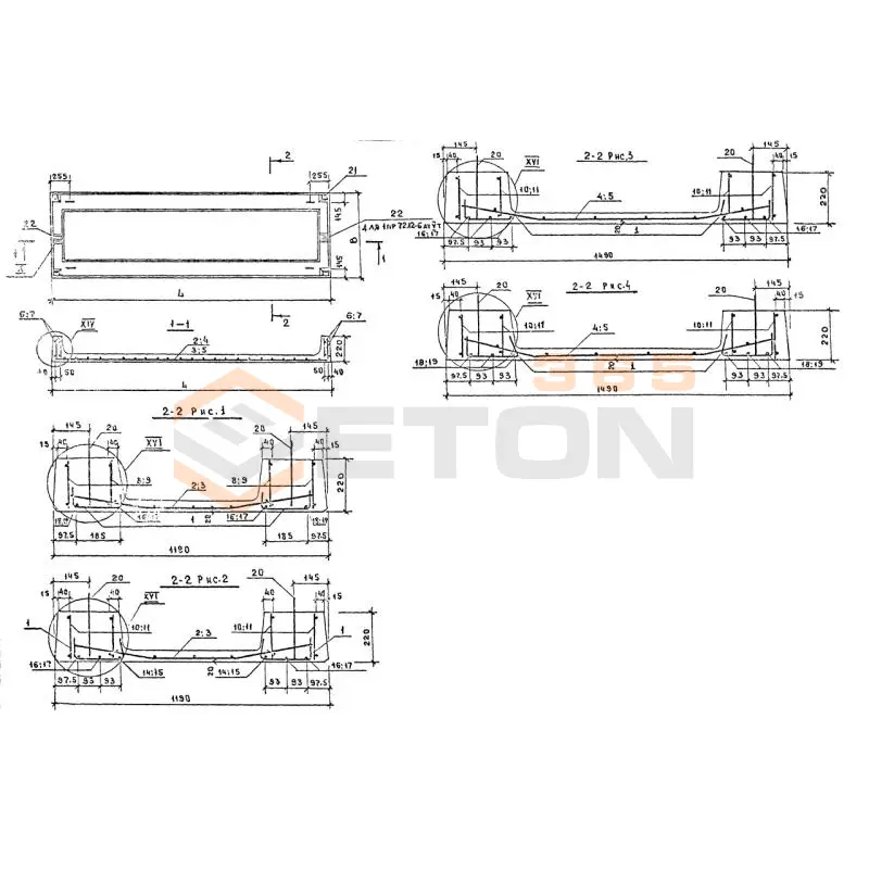 Панели перекрытия ребристые Серия 1.220.1-2 ПР 72-15-6 АтVт