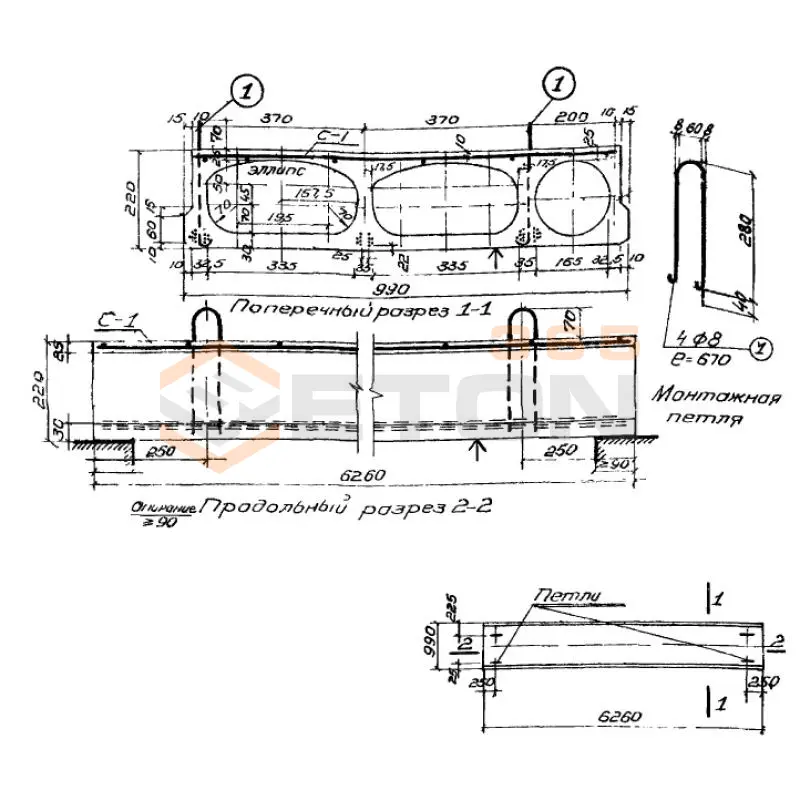 Панели с овальными пустотами Серия ИИ 01-02 ПОНТ 64-10 (ИИ 01-02)