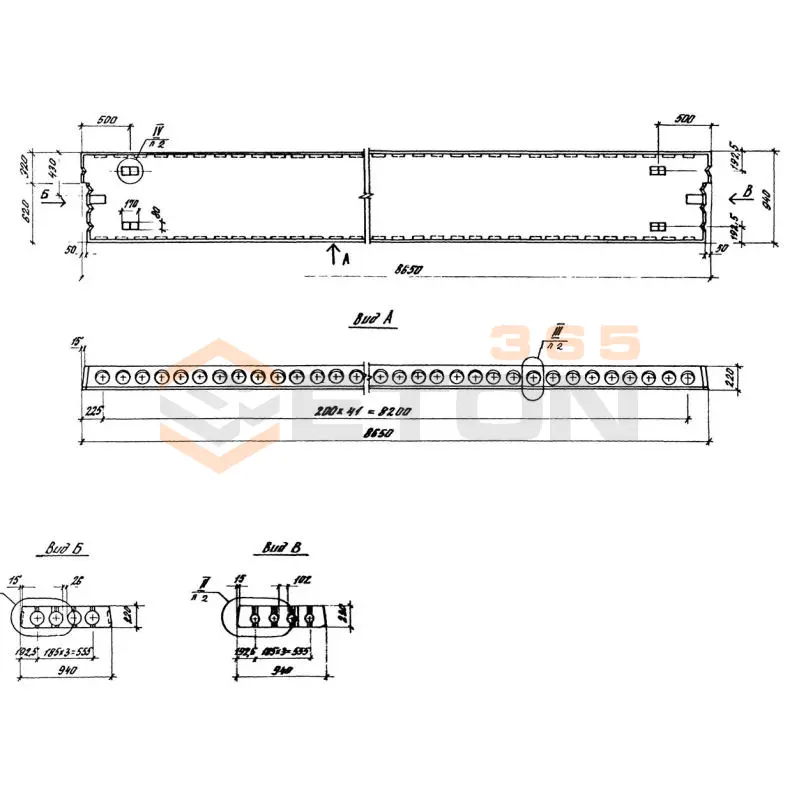 Плиты перекрытия многопустотные ПК шириной 1,0 метр Серия 1.141.1-3 ПК 86-9-8 к7-1
