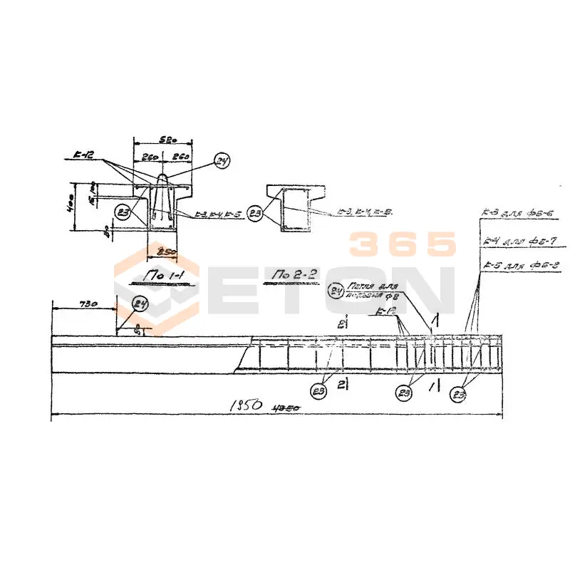 Балки фундаментные Серия КЭ 01-23 ФБ 7