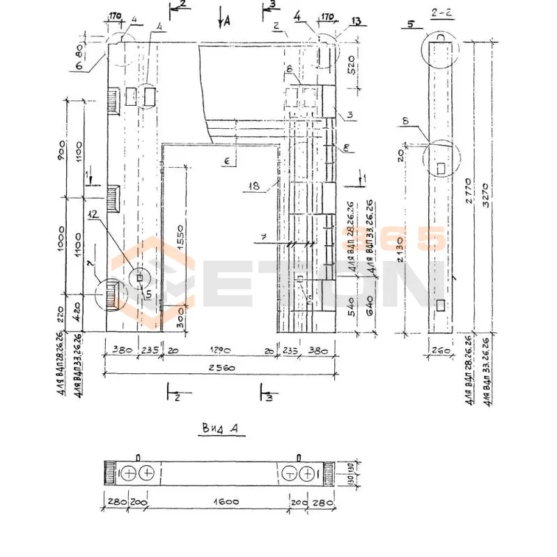 Вентблоки-диафрагмы жесткости Серия 1.034.1-1/90 ВДП 28-26-26