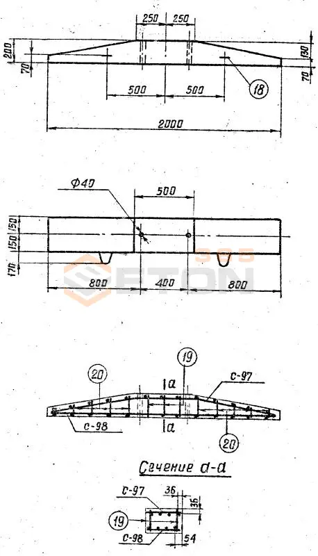 Ригели для закрепления железобетонных опор Серия 3.407-115 АР 7-1