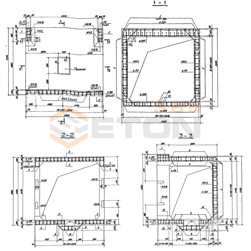 Участки монолитные Серия 03.005-6 Участок 7-IV