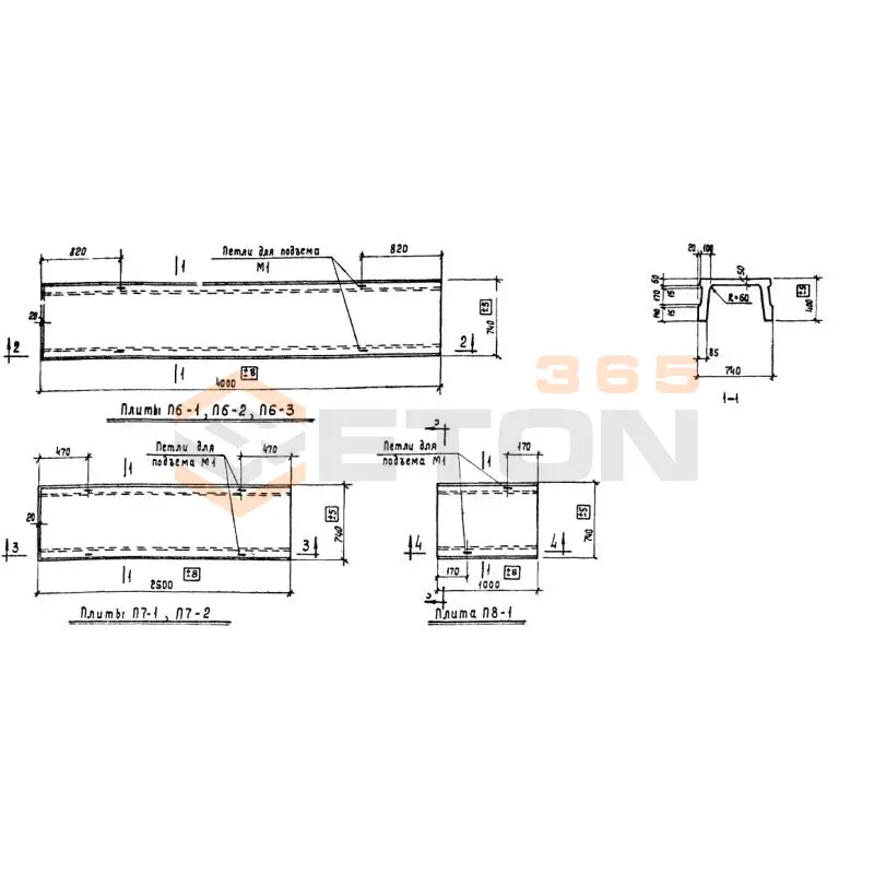 Плиты перекрытий Серия ИИ 29-3 П 8-1 (ИИ 29-3)