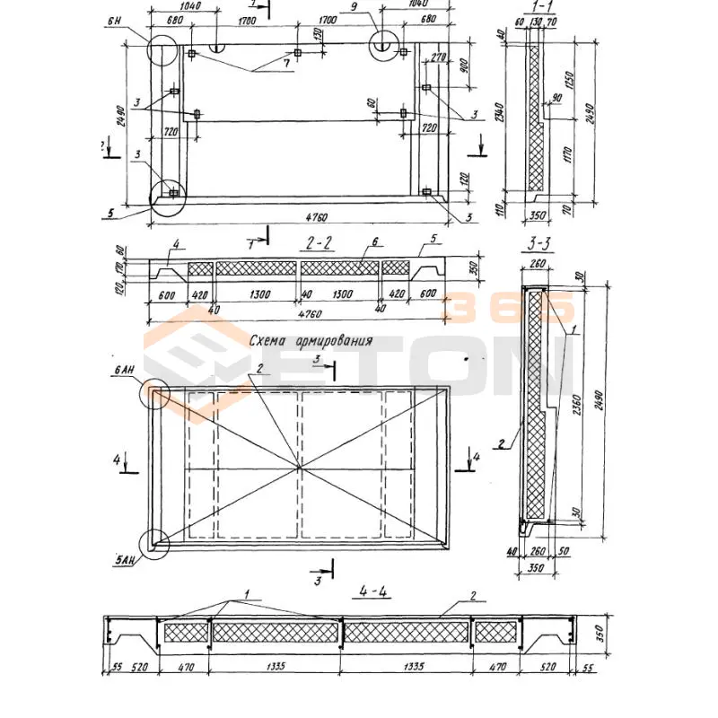 Панели парапетные Серия 1.100.1-7 3НЧ 48-25-35-150 л