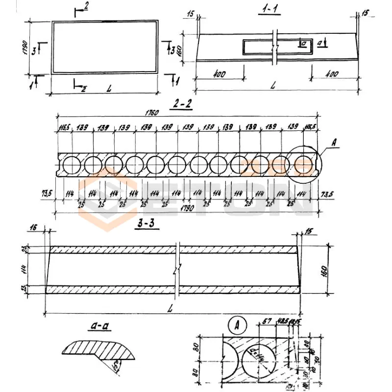 Плиты многопустотные облегченные Серия 1.141.1-39 ПНО 4-60-18 АIIIв