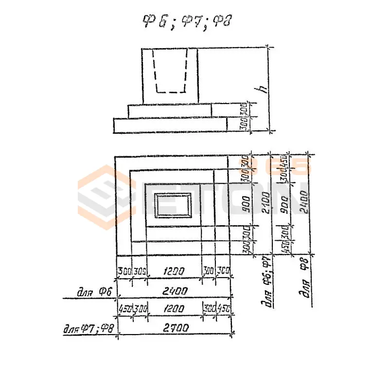 Фундаменты под железобетонные колонны Серия 3.015.1-17.94 Ф 8-30