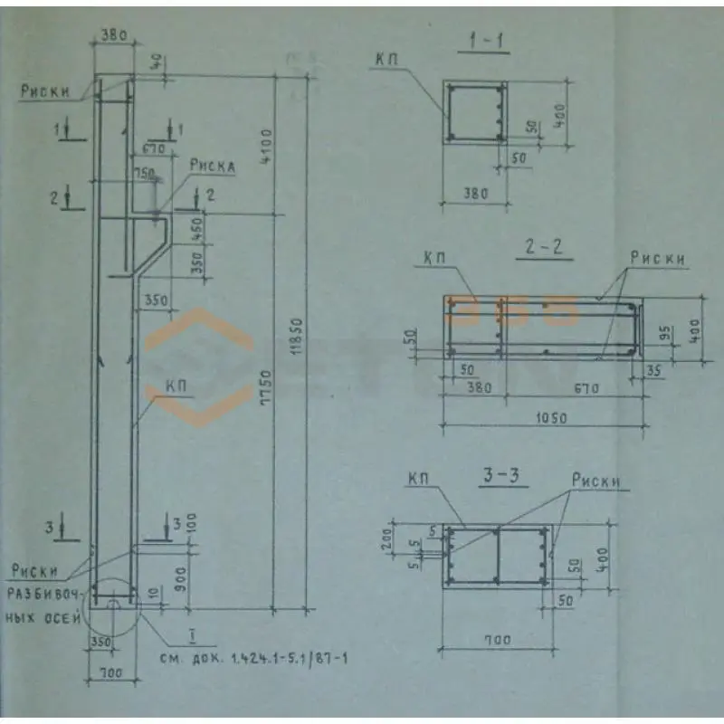 Колонны для зданий высотой 8,4; 9,6 и 10,8 м Серия 1.424.1-5 3К 108-3 с