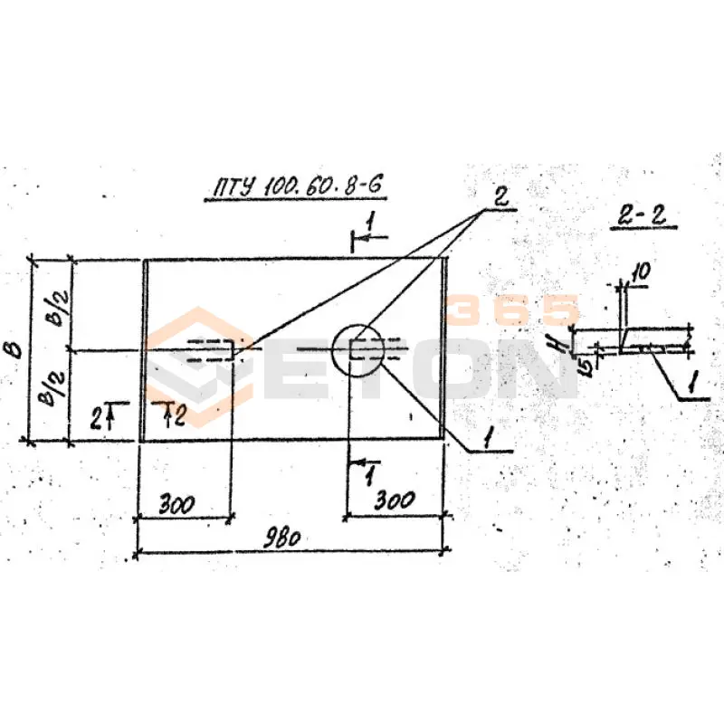 Плиты перекрытия каналов угловые ПТУ серия 3.006.1-8 ПТУ 100-60-8-6