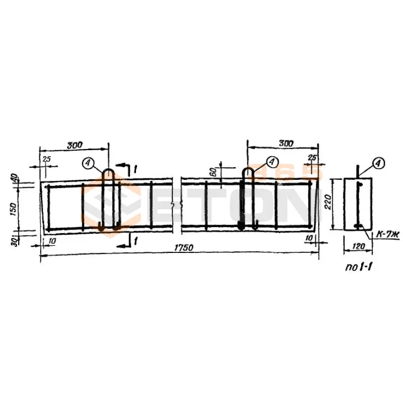 Перемычки Серия ИИ 01-02 ЖБ 2 (ИИ 01-02)