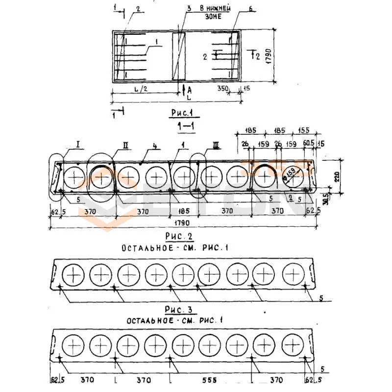 Плиты перекрытия многопустотные Серия 1.141.1-38 1ПК 63-18-8 АтIVл (1.141.1-38)