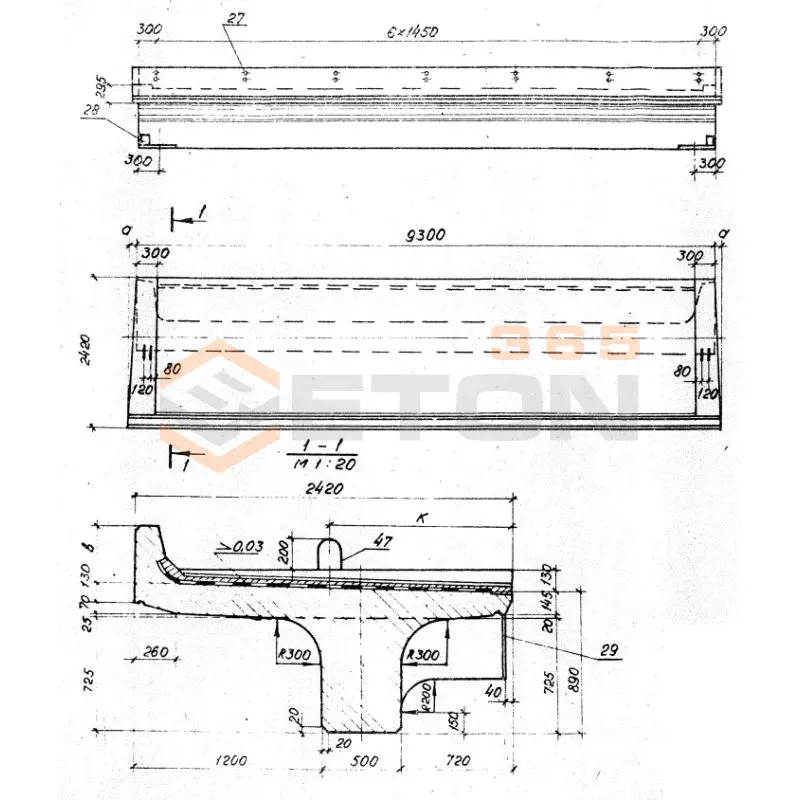 Балки ребристые пролетного строения Серия 3.501.1-146 Б 93 к1 м1