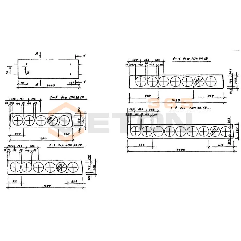Плиты многопустотные Серия 1.141.1-31с 1ПК 35-15-6 ВрI с8 (1.141.1-31с)