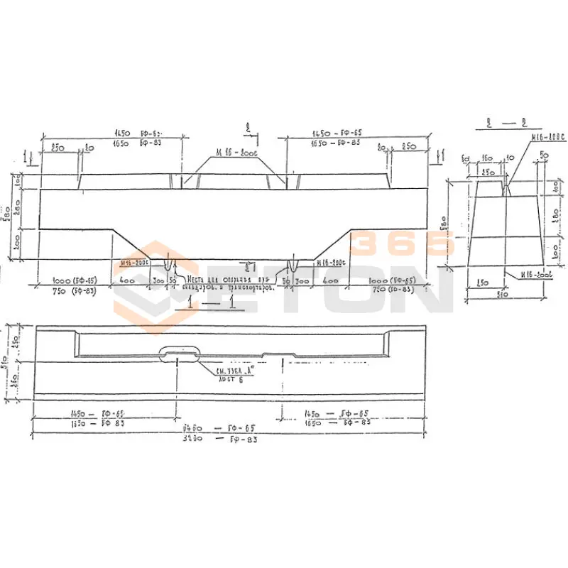 Балки фундаментные Альбом РС 1251-93 БФ 65