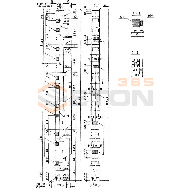 Колонны сечением 400х400 Серия ИИ 04-2 К6ВК 428-25