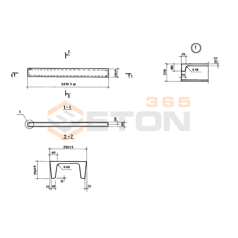 Плиты покрытий доборные Серия 1.865.1-4/89 1ПДС 6-1 лп