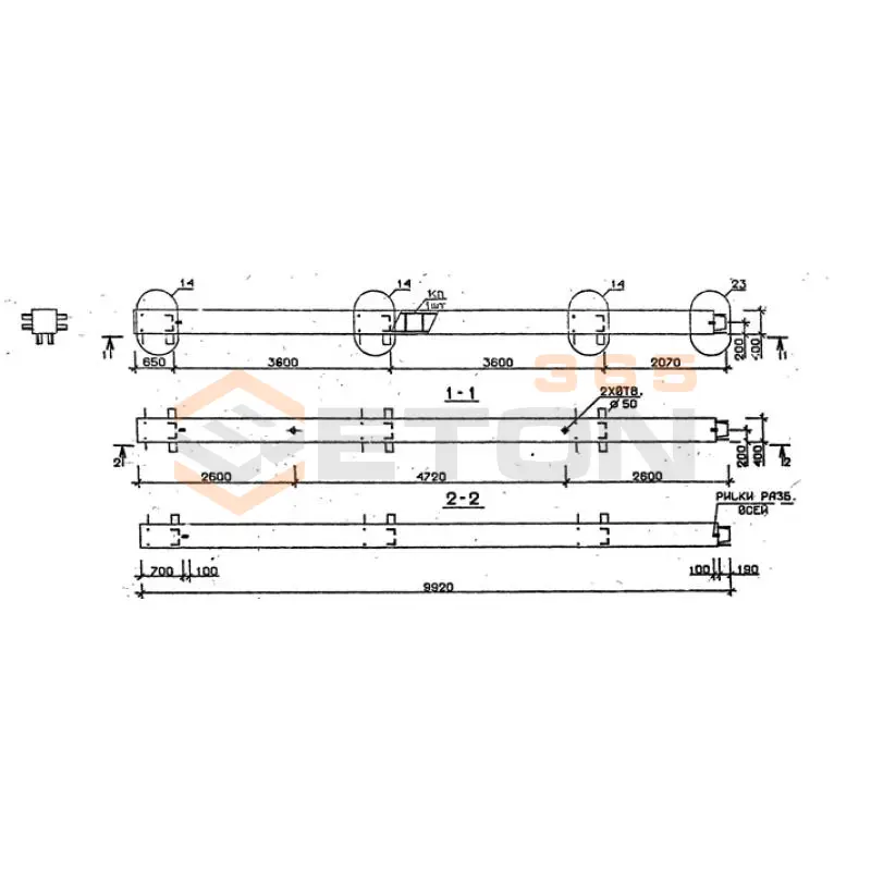 Колонны сечением 400х400 мм для зданий с высотами этажей 3,6 м Серия 1.020.1-2с/89 4КВ 36-99-7