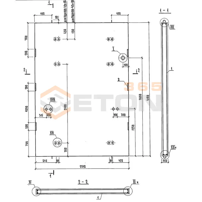 Панели шахт лифтов Серия 1.289.1-2 ПШЛ 100-42п-8 б