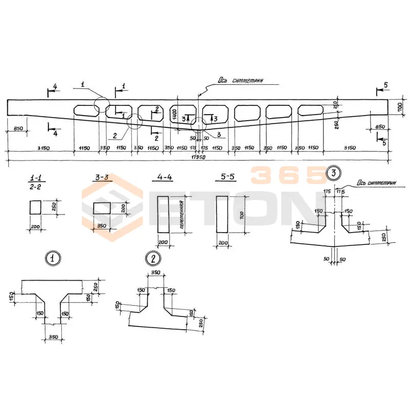 Балки Серия 3.015-16.94 ( 3.015-2/82, 3.015-2/77 ) БР 18-3 АIIIв п