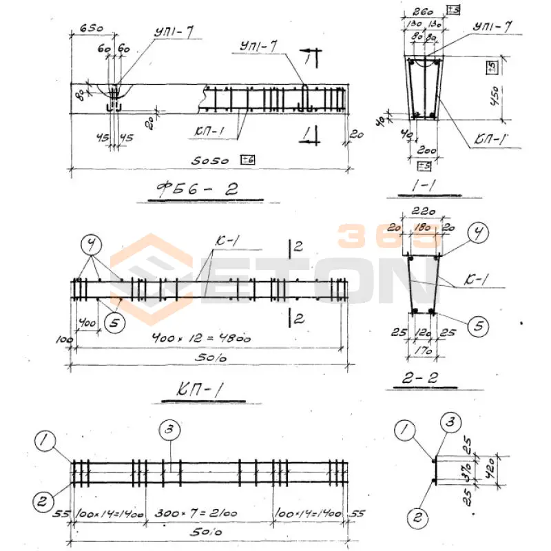 Балки фундаментные Серия 1.015.1-1.95 (1.415.1-2, 1.815.1-1) ФБ 6-7 а