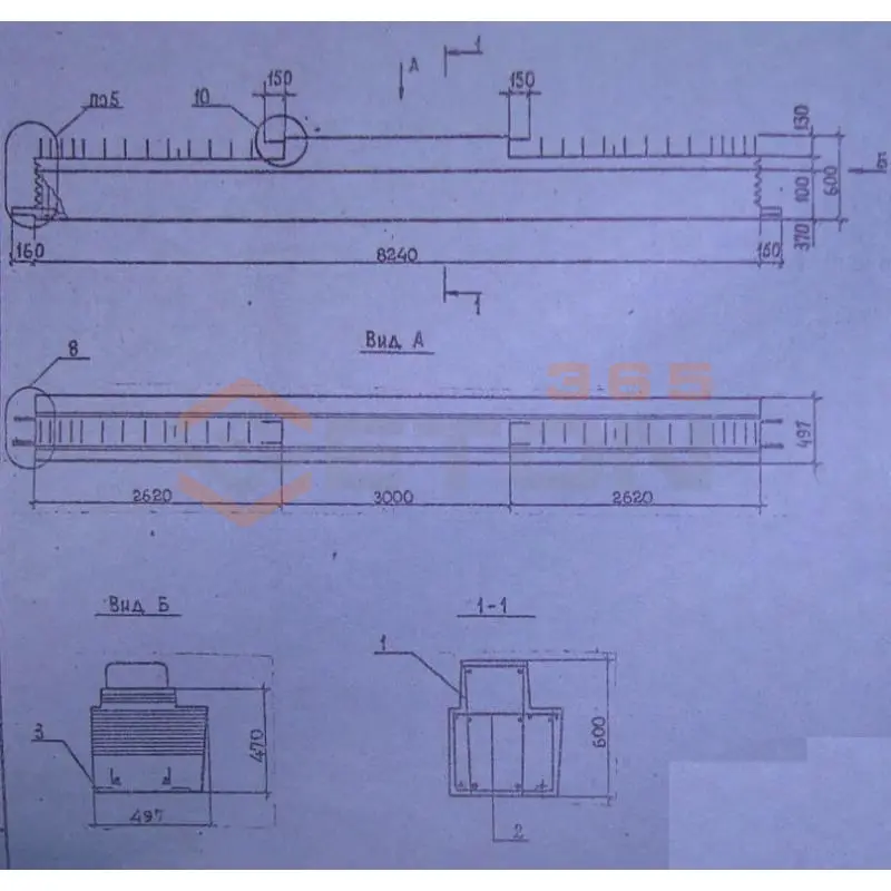 Ригели для опирания многопустотных плит перекрытий Серия 1.020.1-2с/89 1Р 6-2-83-5 АтVс