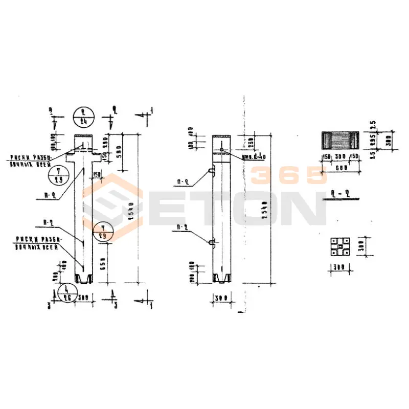 Колонны сечением 300х300 Серия ИИ 04-2 КВР 333-14