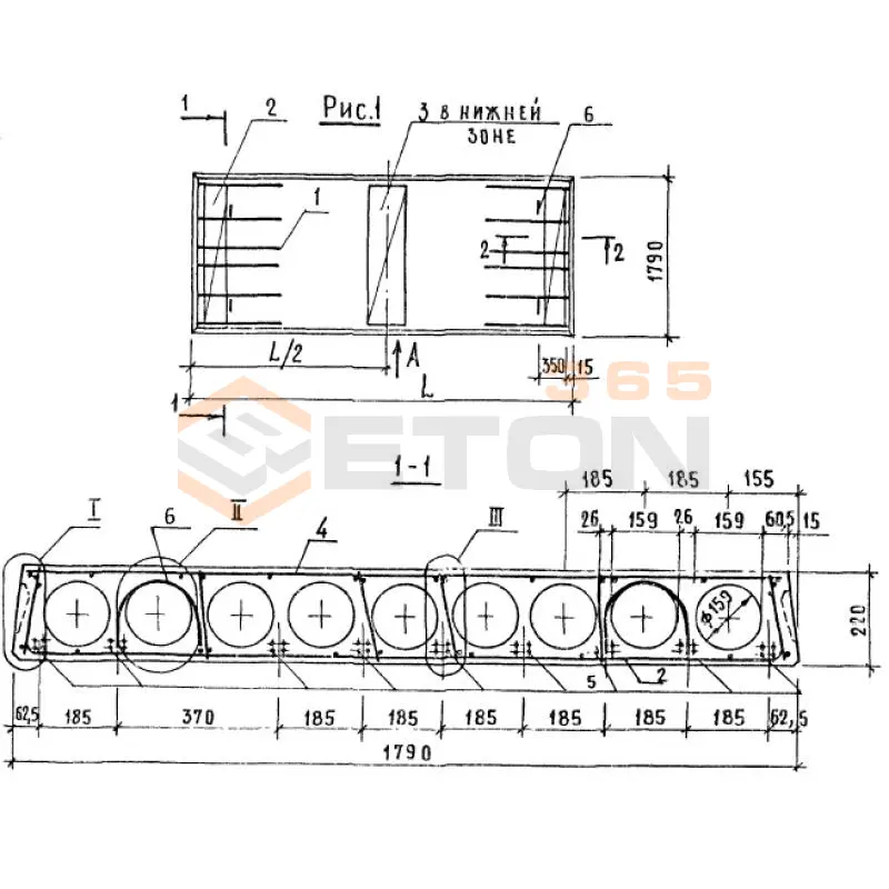 Панели многопустотные Серия 1.141-1 ПК 60-18-8 ВрIIта