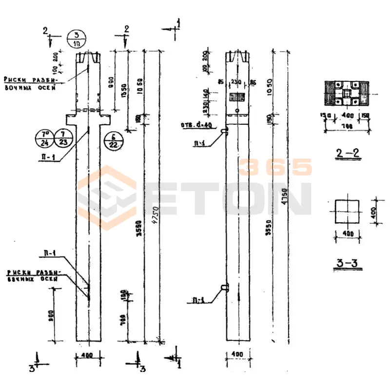 Колонны сечением 400х400 Серия ИИ 04-2 КНР 433-52