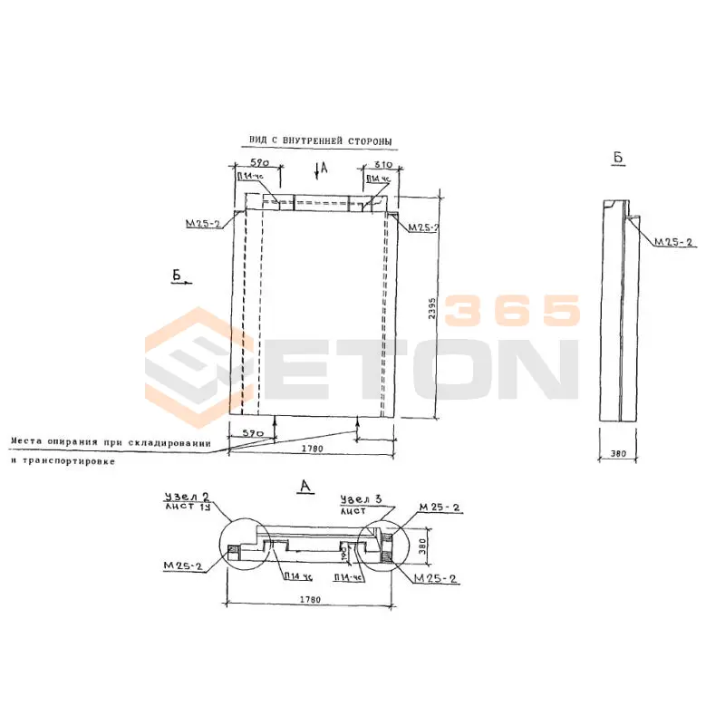 Панели наружных стен трехслойные цокольные Альбом РМ 2919-01 1НЦН 18-70 (РМ 2919-01)