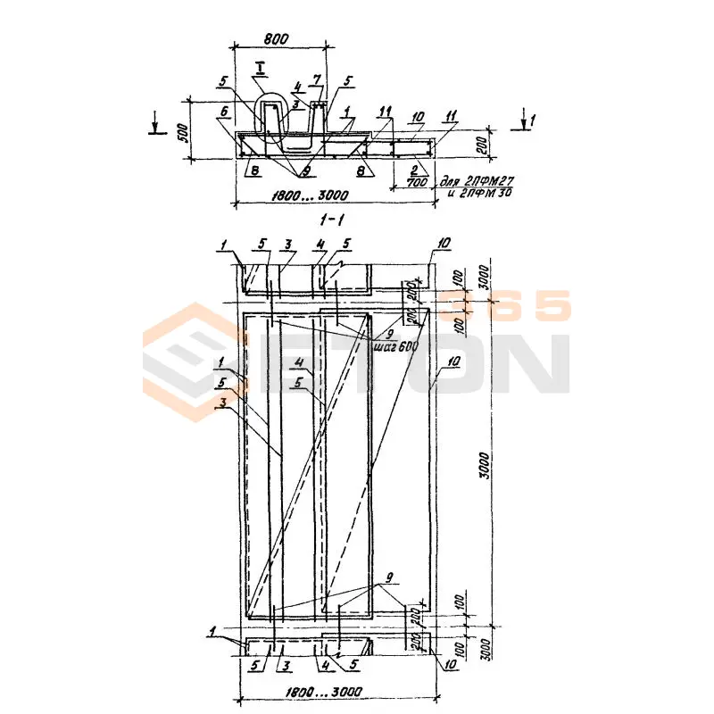 Плиты фундаментные Серия 3.002.1-3 2ПФМ 24-2