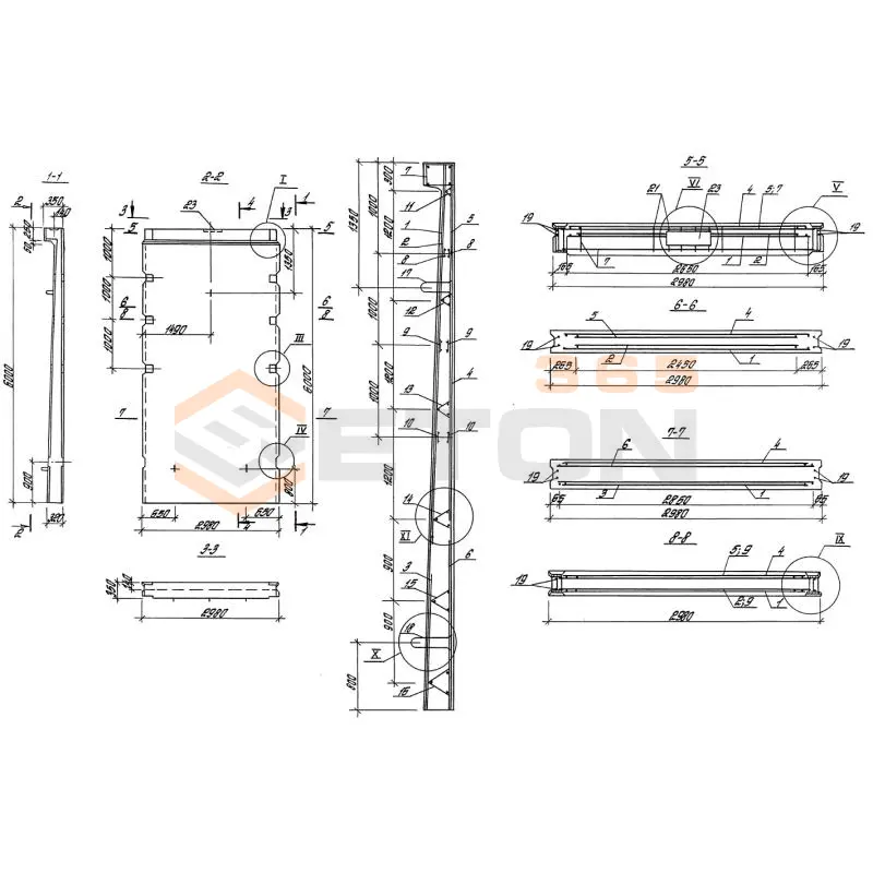 Панели стеновые балочные для прямоугольных сооружений Серия 3.900.1-10 ПС 1-60 бв1 п