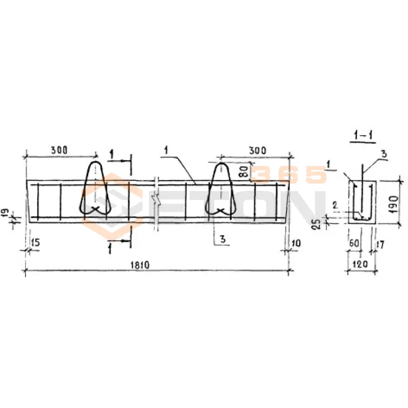 Перемычки брусковые ПБ серия 1.038.1-1 ( 1.138-10, ИИ 03-02, ГОСТ 948-84, 1.139-1 ) 1ПР 18-12-19-38 АVт