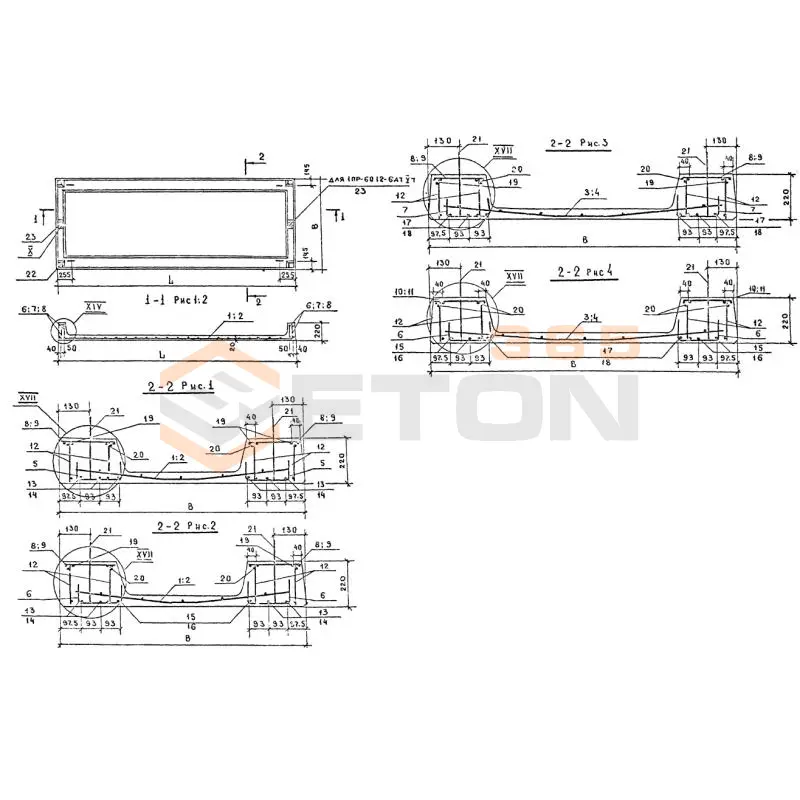 Панели перекрытия ребристые Серия 1.220.1-2 ПР 58-15-6 АтVт