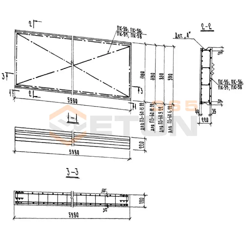 Панели перекрытий сплошные Серия 1.143-4 П 3-60-6-22