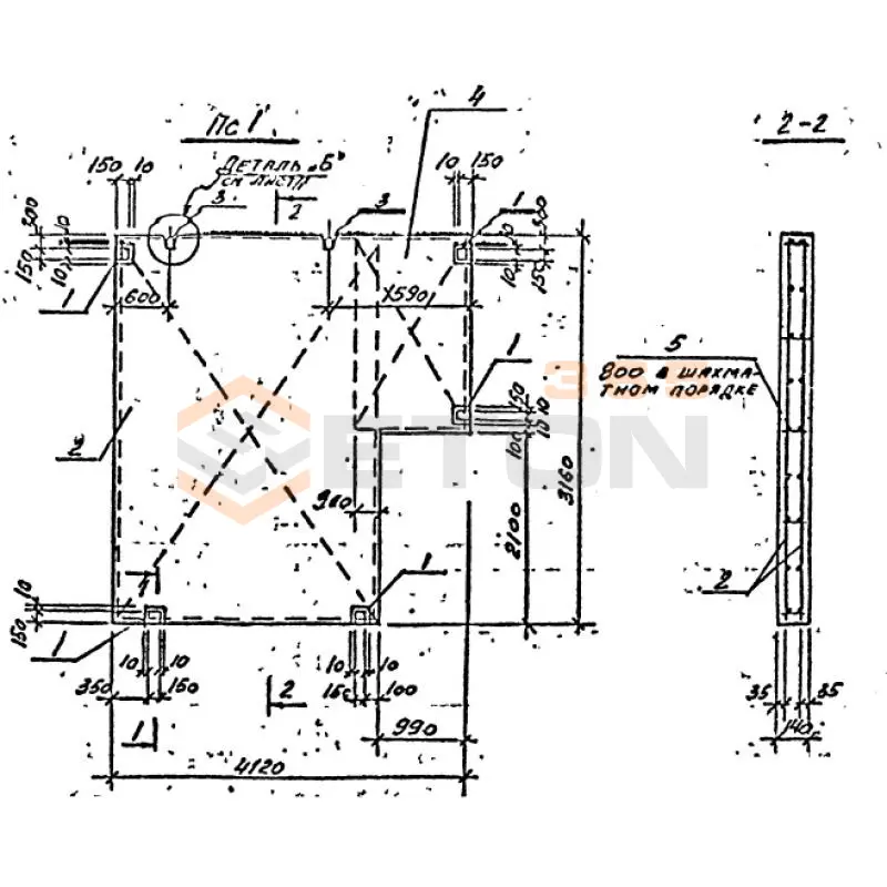 Панели стеновые Серия ВТИ КЖ 01-82 ПС 1 (ВТИ КЖ 01-82)