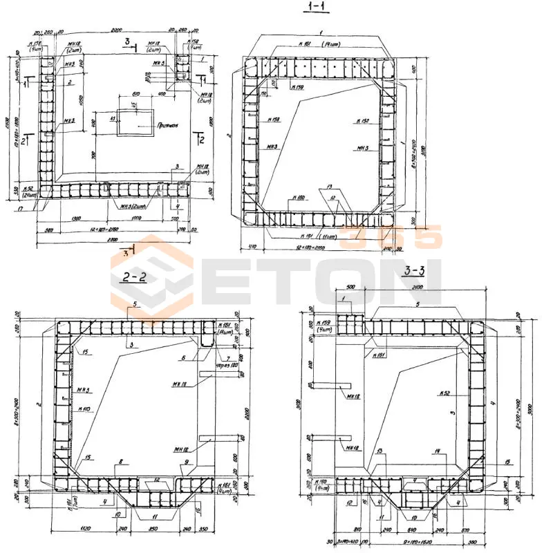 Участки монолитные Серия 03.005-6 Участок 4а-III
