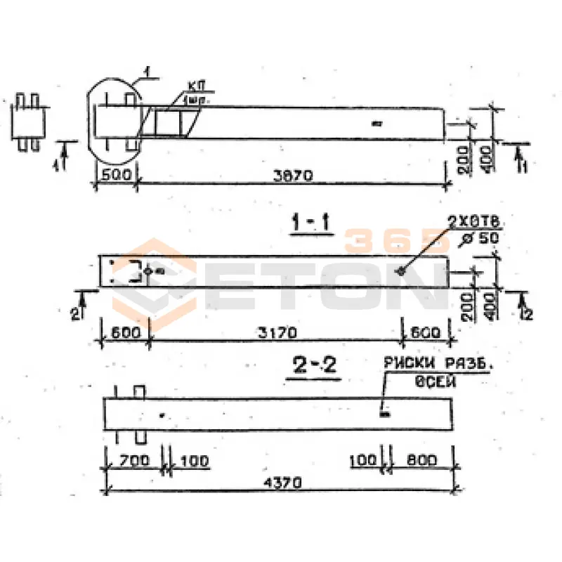 Колонны железобетонные для многоэтажных зданий поперечного сечения 400*400 Серия 1.020-1/87 ( 1.020.1-7, 1.020-1/83, ИИ 04-1, 1.020.1-3пв ) 1КБ 33-1