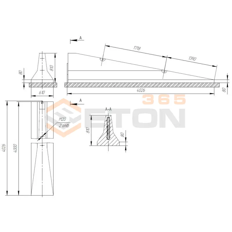Блоки концевые парапетного двухстороннего ограждения ТУ 5899-002-61548960-2010 12ДД-ТУ 5899-002-61548960-2010/400-0,81(0,81) к/нп