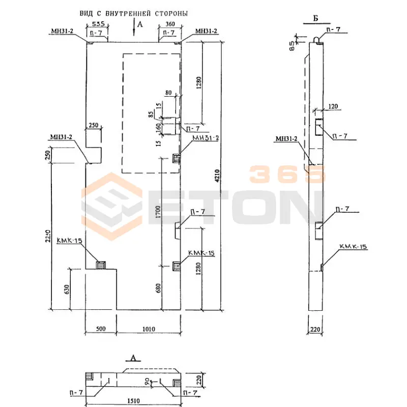 Панели наружных стен трехслойные цокольные Альбом РМ 2919-01 1НЦН 15-70 м1 (РМ 2919-01)