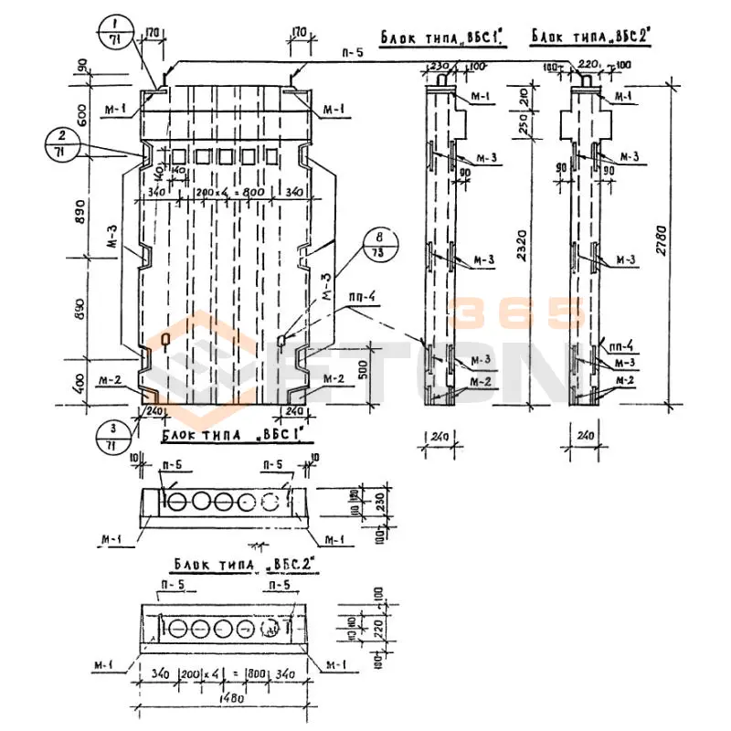 Блоки вентиляционные Серия ИИ 04-16 ВБС 1-15-28 (ИИ 04-16)