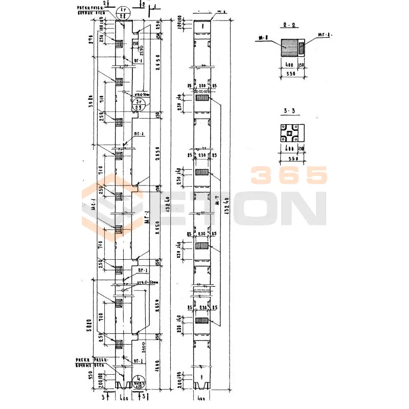 Колонны сечением 400х400 Серия ИИ 04-2 К5ВК 428-25