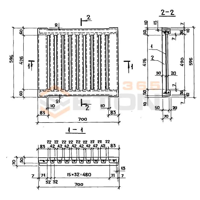 Решетки перекрытий каналов Серия 3.818.9-2 1РП 70-60