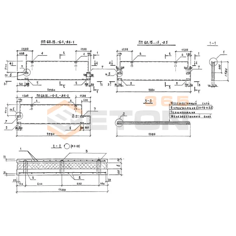 Панели перегородок Серия 1.432.1-33.93 ПП 60-15-2,5-4 (1.432.1-33.93)