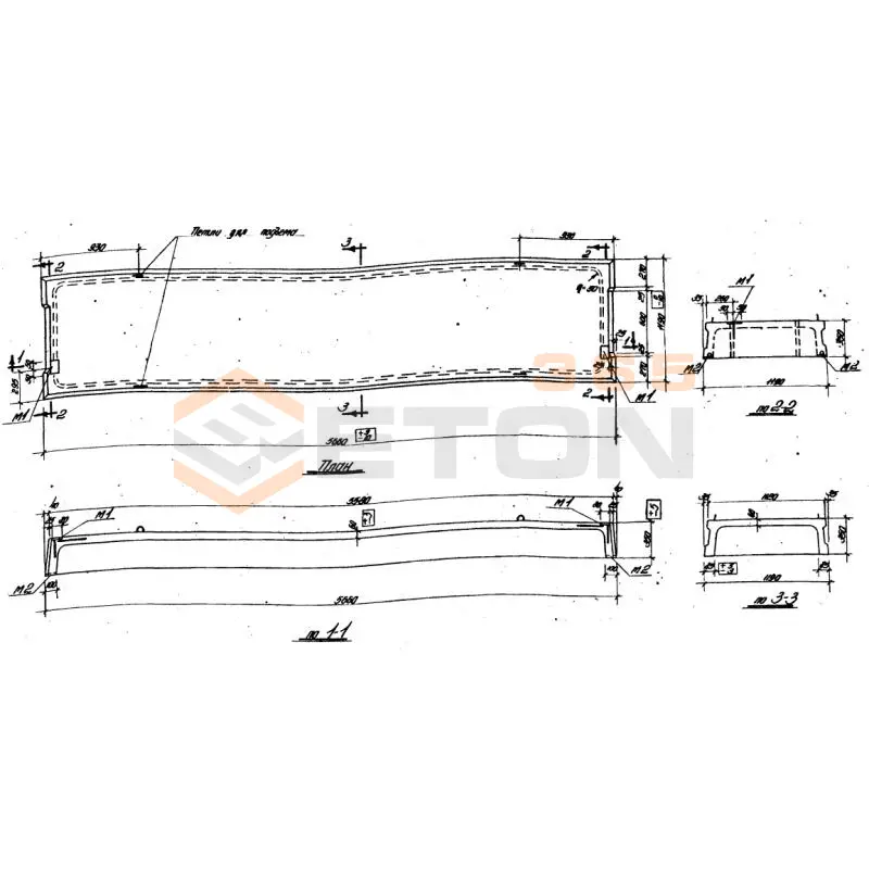 Плиты ребристые Серия ИИ 64 ПС 1-7-2 (ИИ 64)