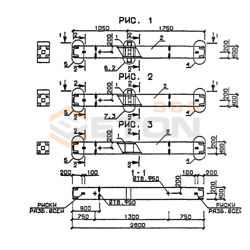 Колонны для зданий с высотой этажа 2,8 и 3,3 м серия 1.020-1/87 ( 1.020.1-7, 1.020-1/83, ИИ 04-1, 1.020.1-3пв ) 1КСО 4-28-1,2