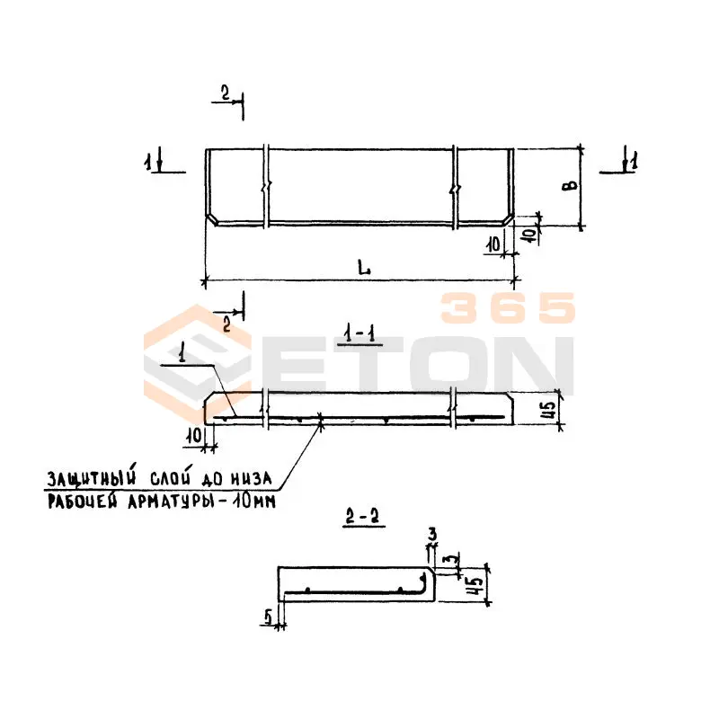 Плиты подоконные Серия 1.136.1-13 и ГОСТ 6785-80 (ГОСТ 8484-82, 1.136-1) ПО 15-35-45 т